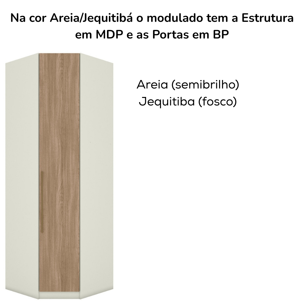 Canto Obliquo Modulado 1 Porta 241x82 cm Seletto Areia Jequitiba Henn