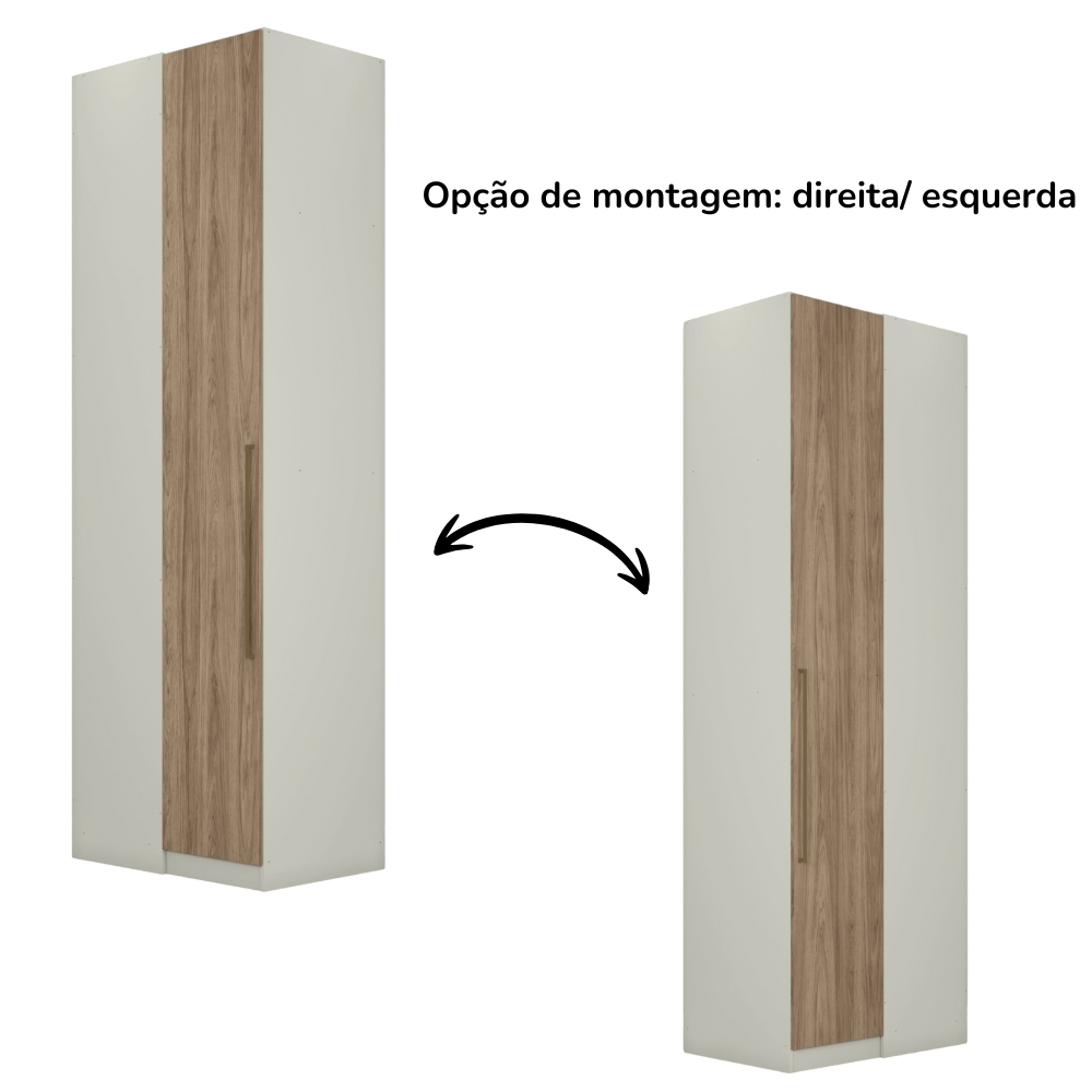 Canto Reto Modulado 1 Porta 241x80 cm Seletto Areia Jequitiba Henn