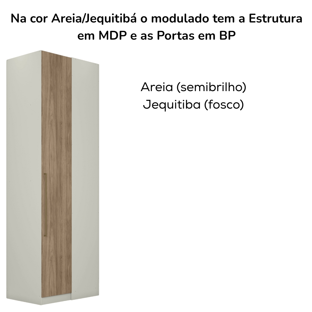 Canto Reto Modulado 1 Porta 241x80 cm Seletto Areia Jequitiba Henn