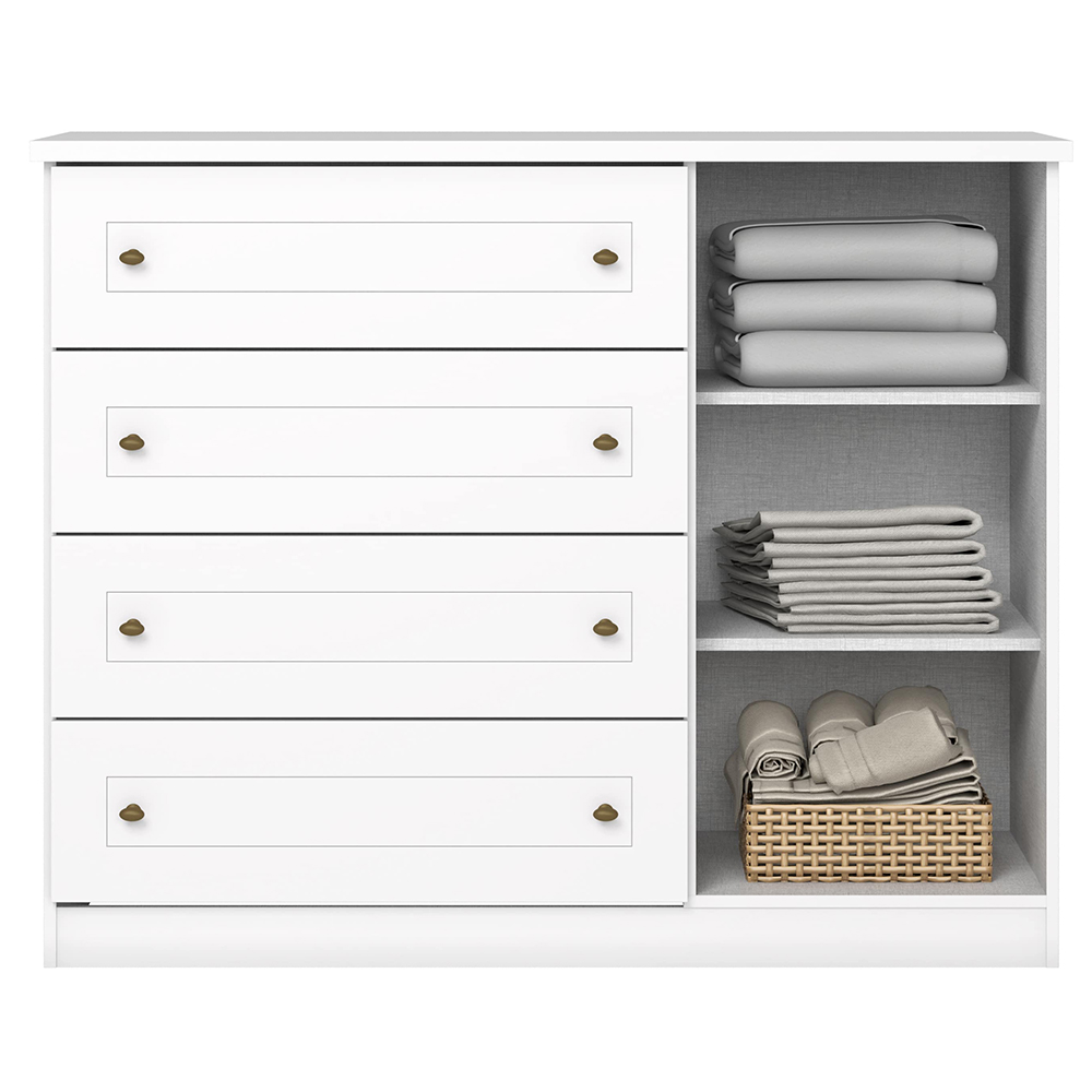 Comoda 1 Porta 4 Gavetas 126 cm Americana Branco Henn