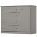 Comoda 1 Porta 4 Gavetas 126 cm Americana Cinza Henn