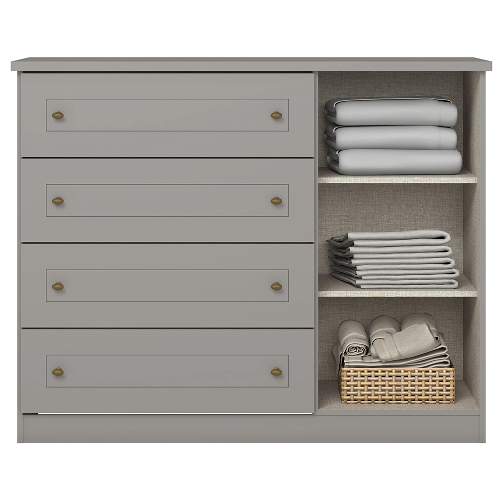 Comoda 1 Porta 4 Gavetas 126 cm Americana Cinza Henn