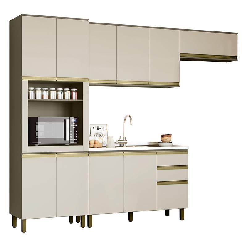 Cozinha Completa 4 Peças Connect  Duna/Cristal com Torre Quente 1 Forno - Móveis Henn