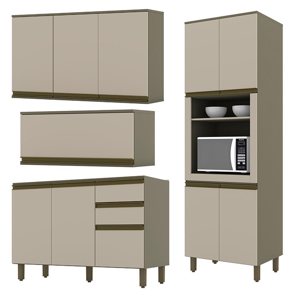 Cozinha Completa 4 Peças Connect  Duna/Cristal com Torre Quente 1 Forno - Móveis Henn