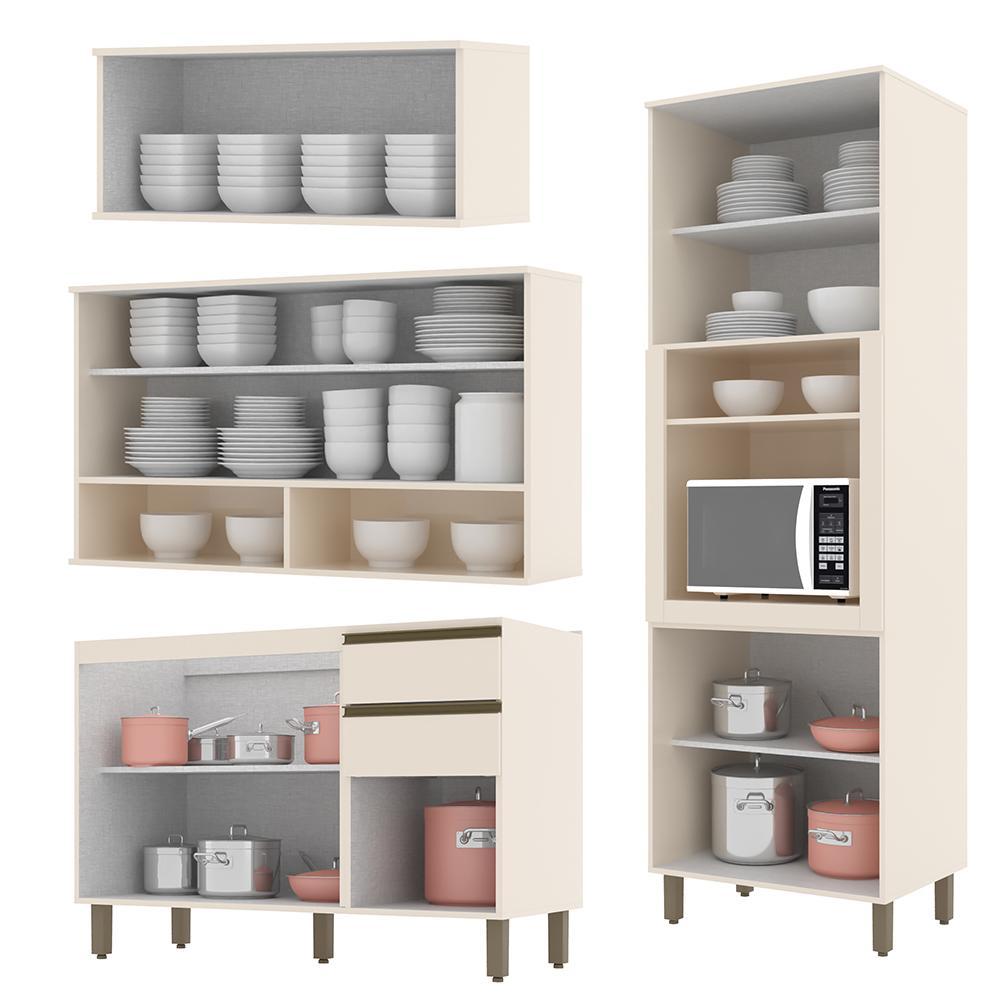 Cozinha Completa 4 Peças Connect Off White com Torre Quente - Móveis Henn