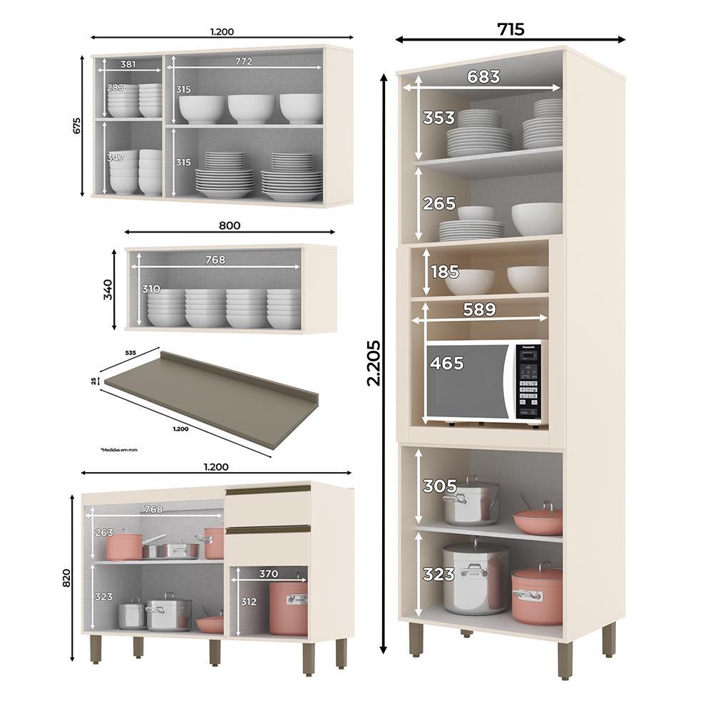 Cozinha Completa 4 Peças Connect com Torre Quente 1 Forno - Móveis Henn  Off White