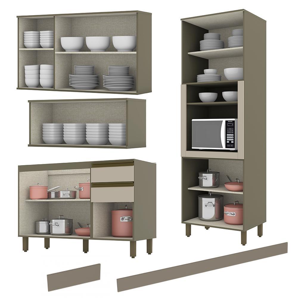 Cozinha Completa 4 Peças Connect com Torre Quente e Rodapé Duna/Cristal - Móveis Henn