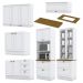 Cozinha Completa 6 Peças Americana Branco com Cristaleira Tampo Nature - Móveis Henn
