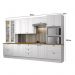 Cozinha Completa 6 Peças Americana Branco com Cristaleira Tampo Nature - Móveis Henn