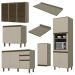 Cozinha Completa 6 Peças Connect Duna/Cristal com Aéreo 3 Portas Vidro - Móveis Henn