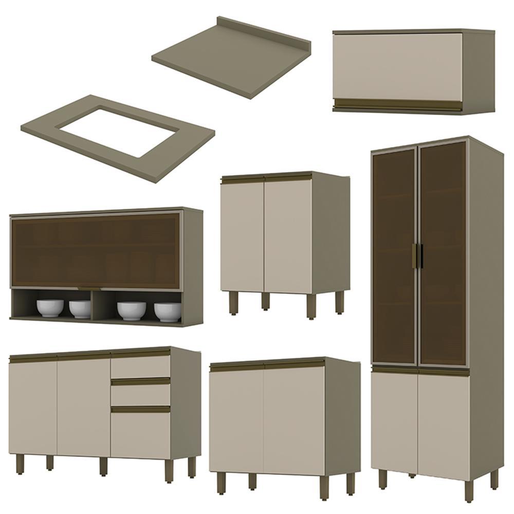 Cozinha Completa 6 Peças Connect Duna/Cristal com Cristaleira - Móveis Henn
