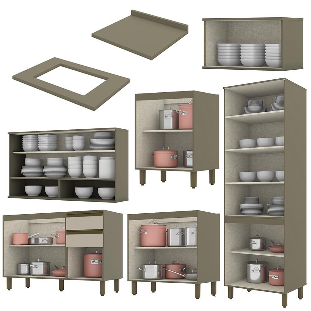 Cozinha Completa 6 Peças Connect Duna/Cristal com Cristaleira - Móveis Henn