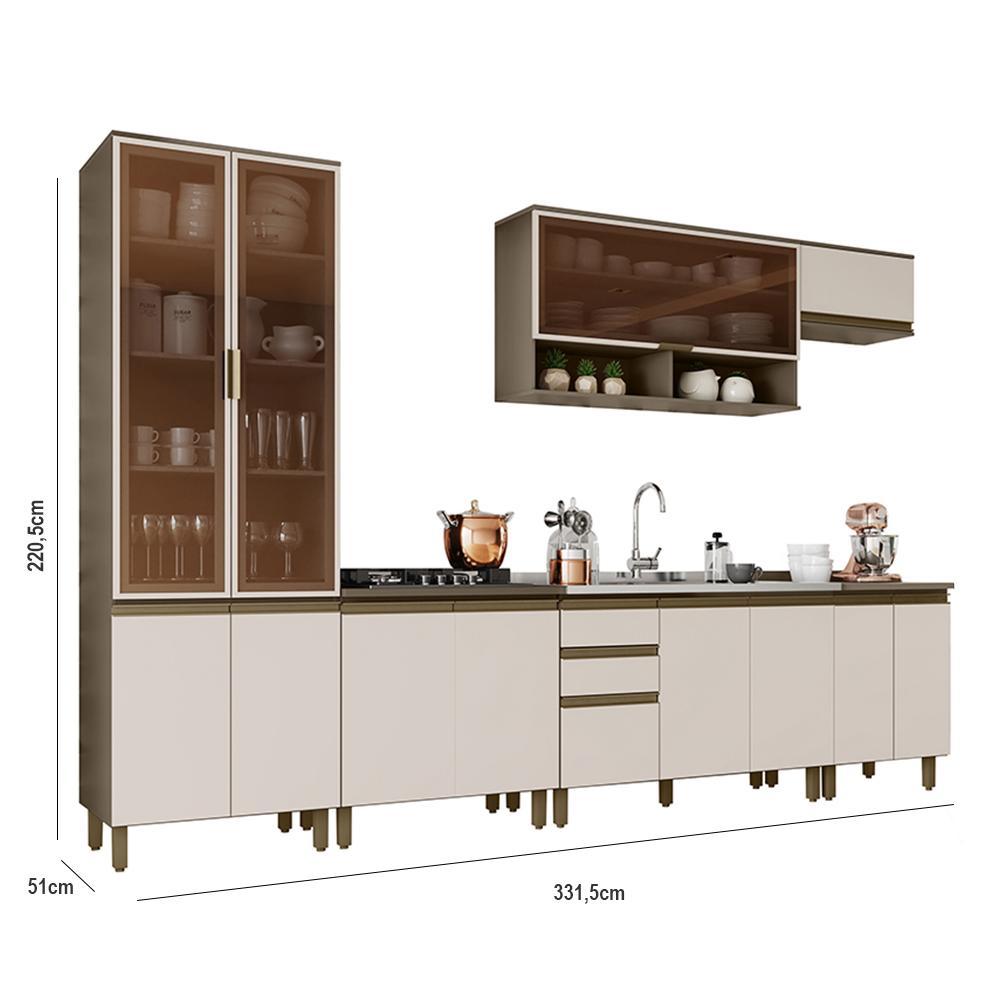 Cozinha Completa 6 Peças Connect Duna/Cristal com Cristaleira - Móveis Henn