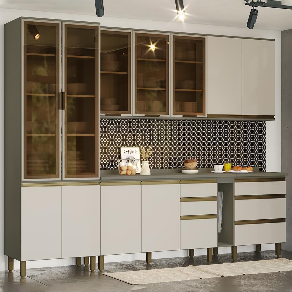 Cozinha Completa 7 Peças Connect Duna/Cristal com Cristaleira - Móveis Henn