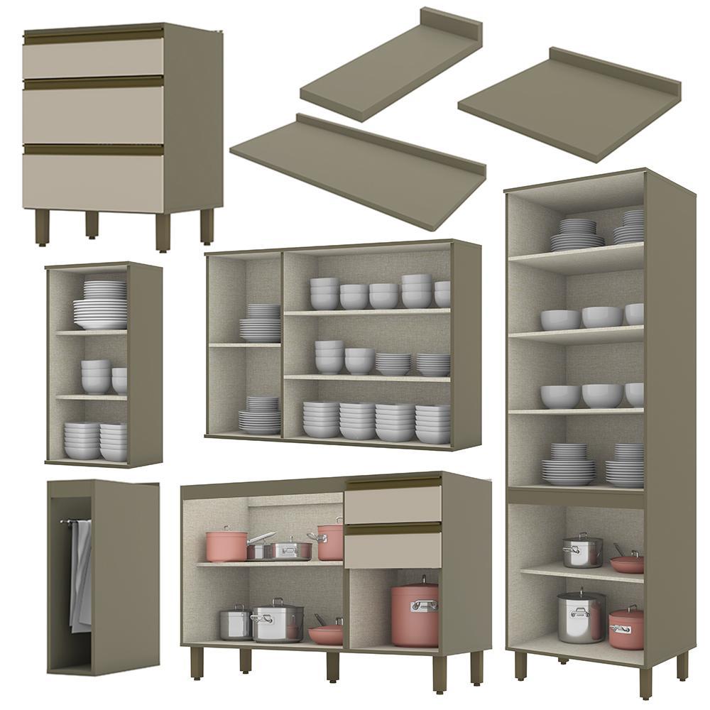 Cozinha Completa 7 Peças Connect Duna/Cristal com Cristaleira - Móveis Henn