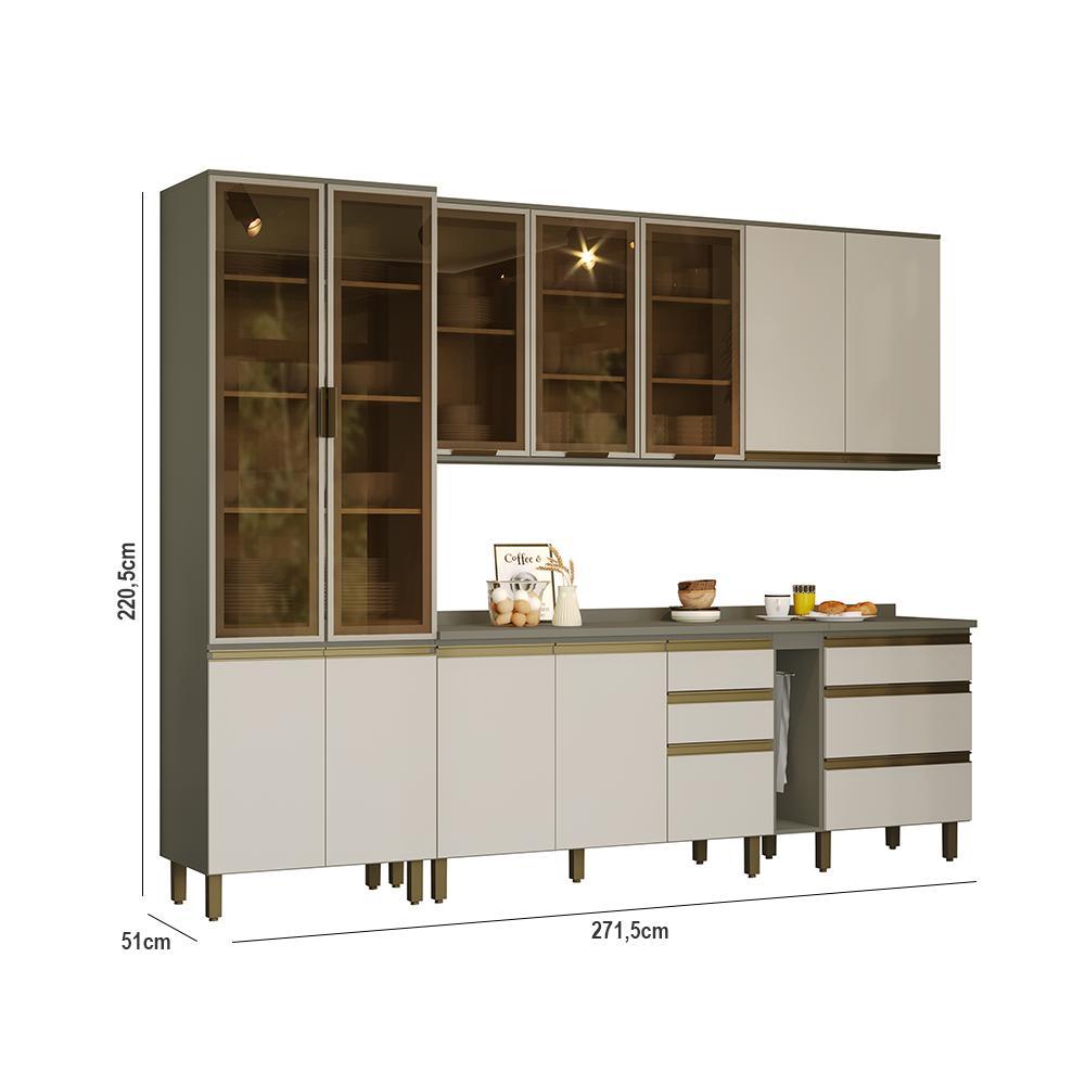 Cozinha Completa 7 Peças Connect Duna/Cristal com Cristaleira - Móveis Henn