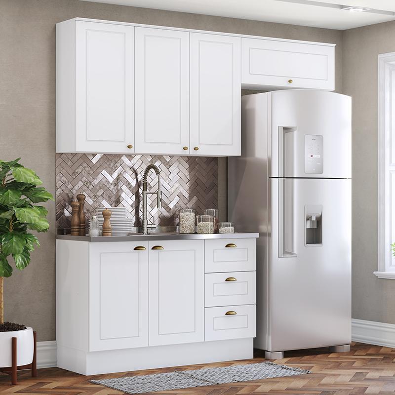 Cozinha Completa Americana 3 Peças Branco - Móveis Henn