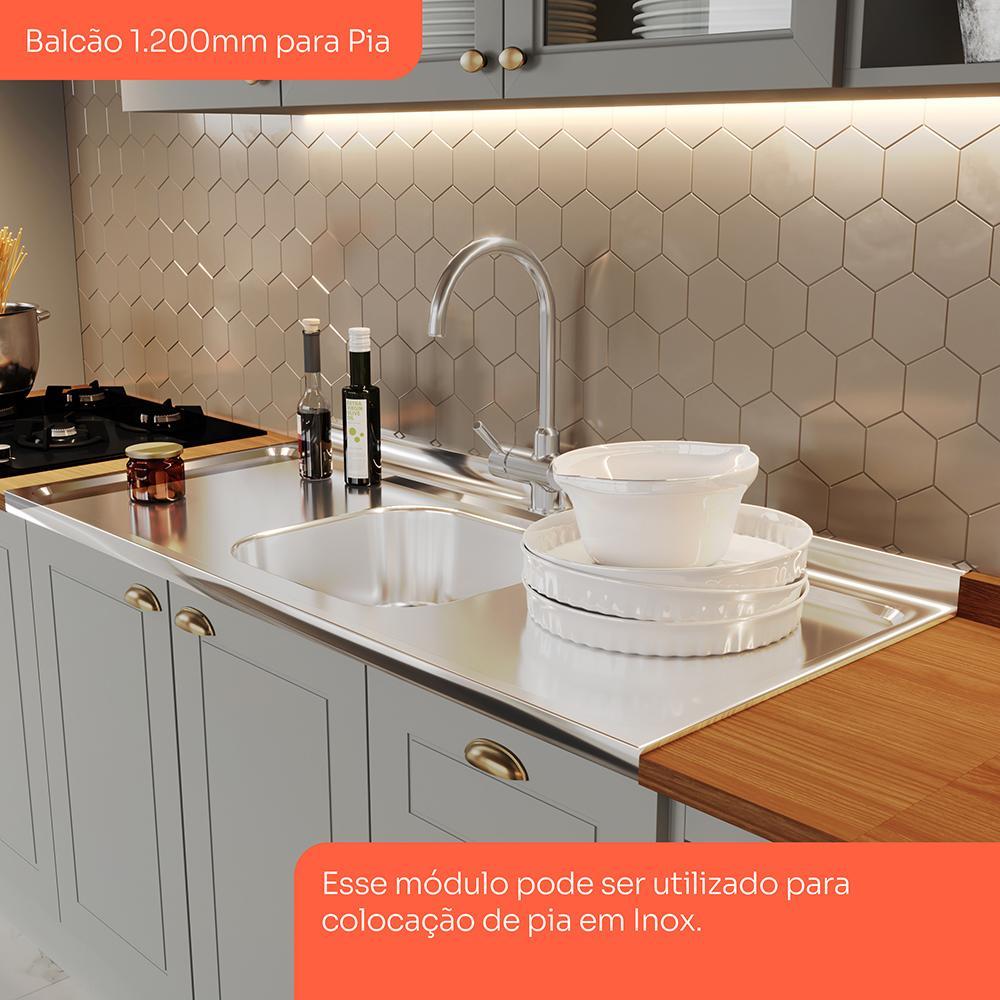 Cozinha Completa Americana 3 Peças Cinza - Móveis Henn