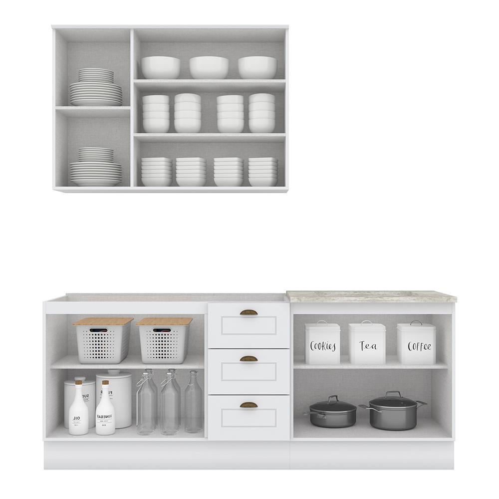 Cozinha Completa Americana 3 Peças com Aéreo 3 Portas Branco - Móveis Henn