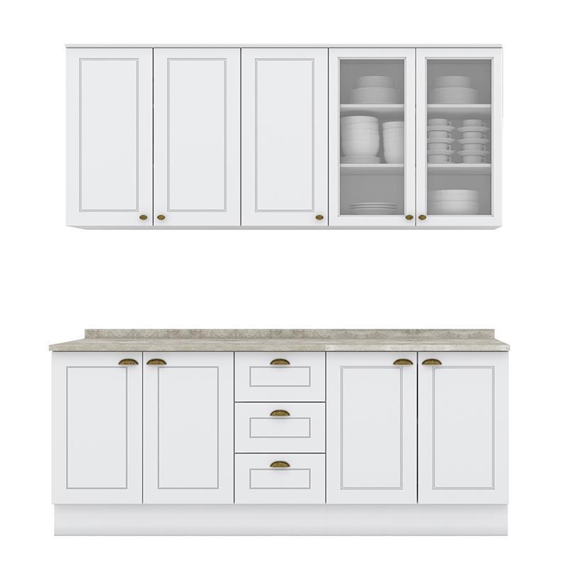 Cozinha Completa Americana 4 Peças Branco com Tampo - Móveis Henn