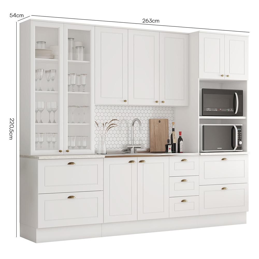 Cozinha Completa Americana 4 Peças Branco com Torre Quente 2 Fornos - Móveis Henn