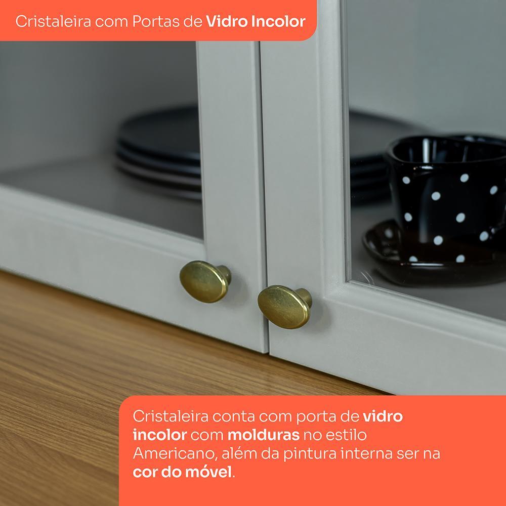 Cozinha Completa Americana 4 Peças Cinza/Nature com Tampo - Móveis Henn