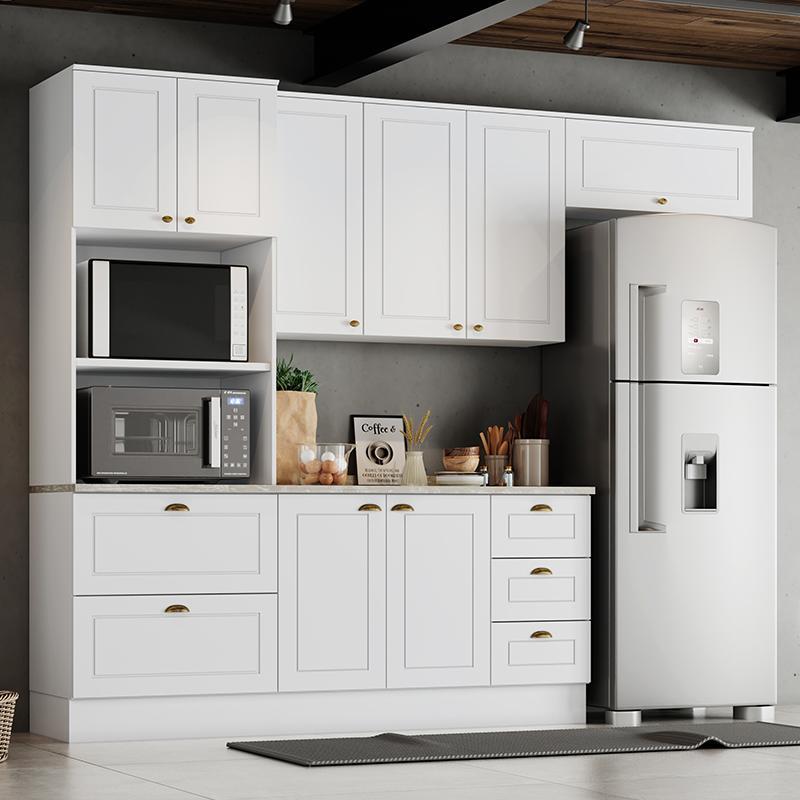 Cozinha Completa Americana 4 Peças com Balcão 120cm Branco - Móveis Henn