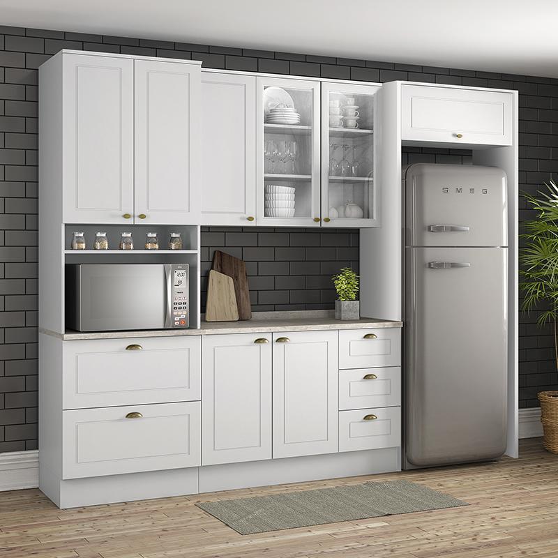 Cozinha Completa Americana 4 Peças com Lateral Branco - Móveis Henn