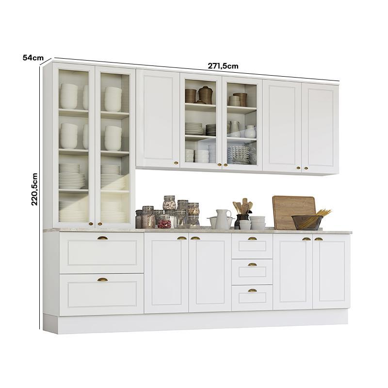 Cozinha Completa Americana 5 Peças Branco com Cristaleira - Móveis Henn