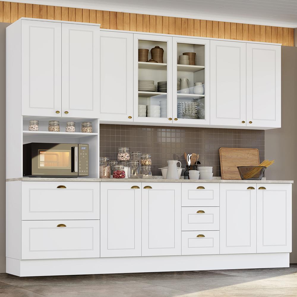 Cozinha Completa Americana 5 Peças Branco com Torre Quente 1 Forno - Móveis Henn