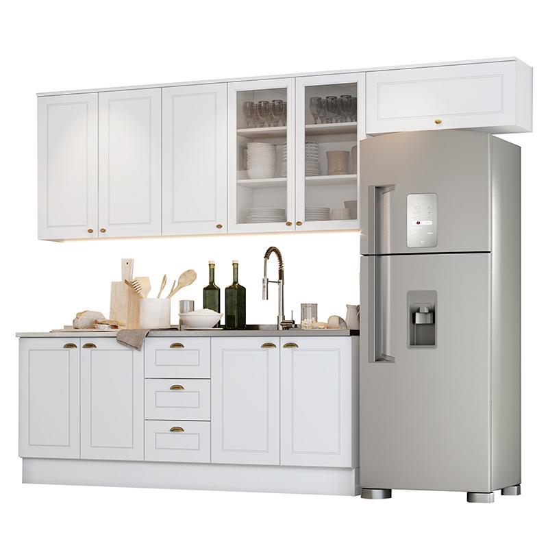 Cozinha Completa Americana 5 Peças Branco com Vidro - Móveis Henn