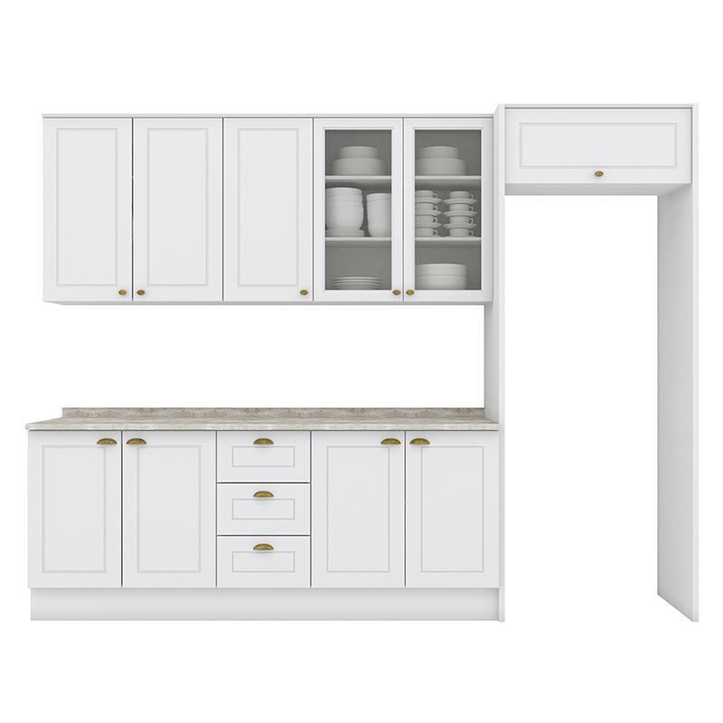 Cozinha Completa Americana 5 Peças com Lateral Branco - Móveis Henn