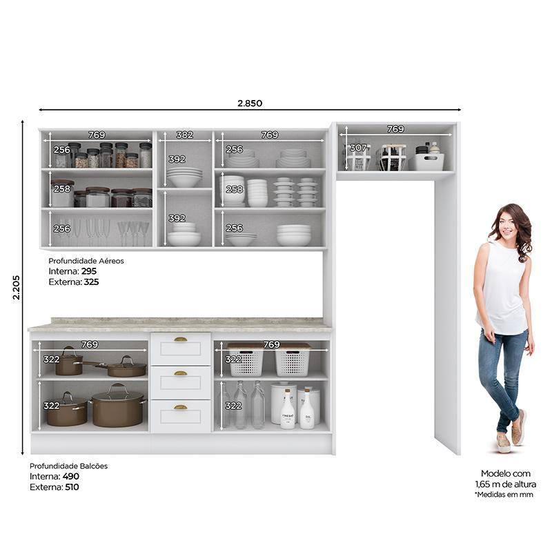Cozinha Completa Americana 5 Peças com Lateral Branco - Móveis Henn