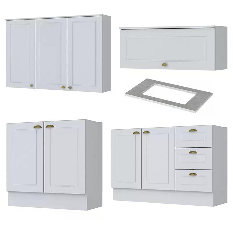 Cozinha Completa Americana 5 Peças sem Vidro Branco - Móveis Henn