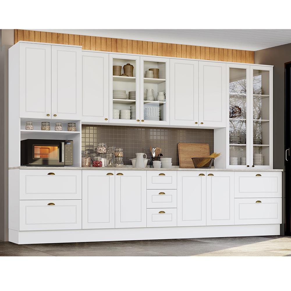 Cozinha Completa Americana 6 Peças Branco com Torre Quente 1 Forno - Móveis Henn