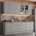 Cozinha Completa Americana 6 Peças Cinza/Nature com Tampo - Móveis Henn