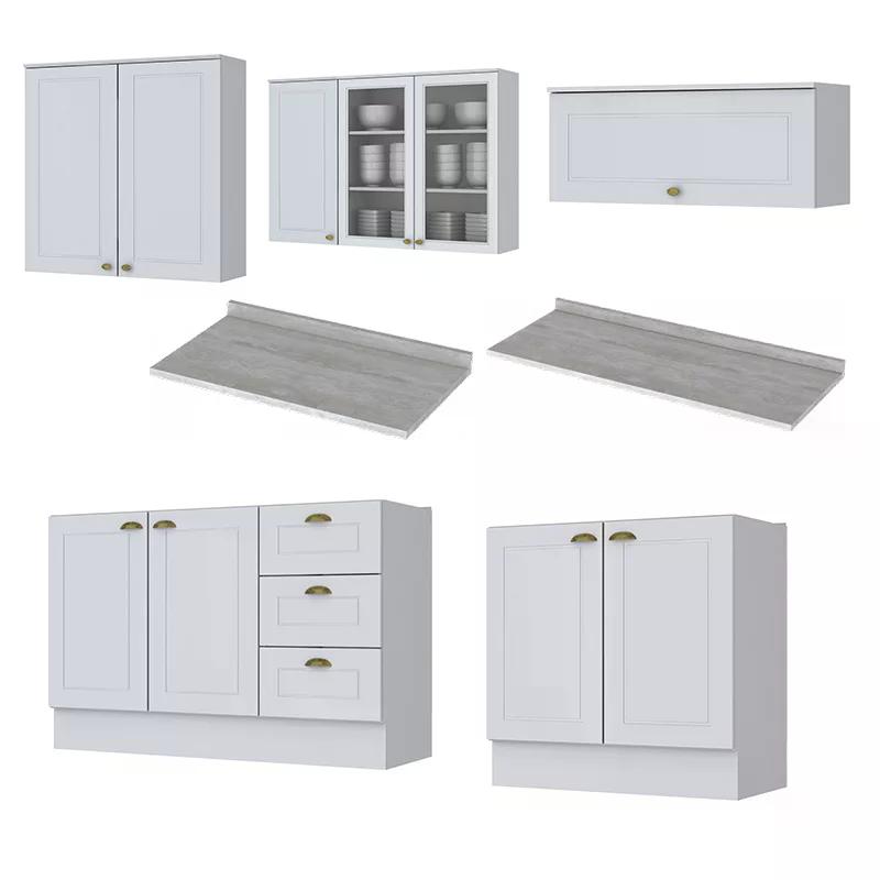 Cozinha Completa Americana 7 Peças Branco - Móveis Henn