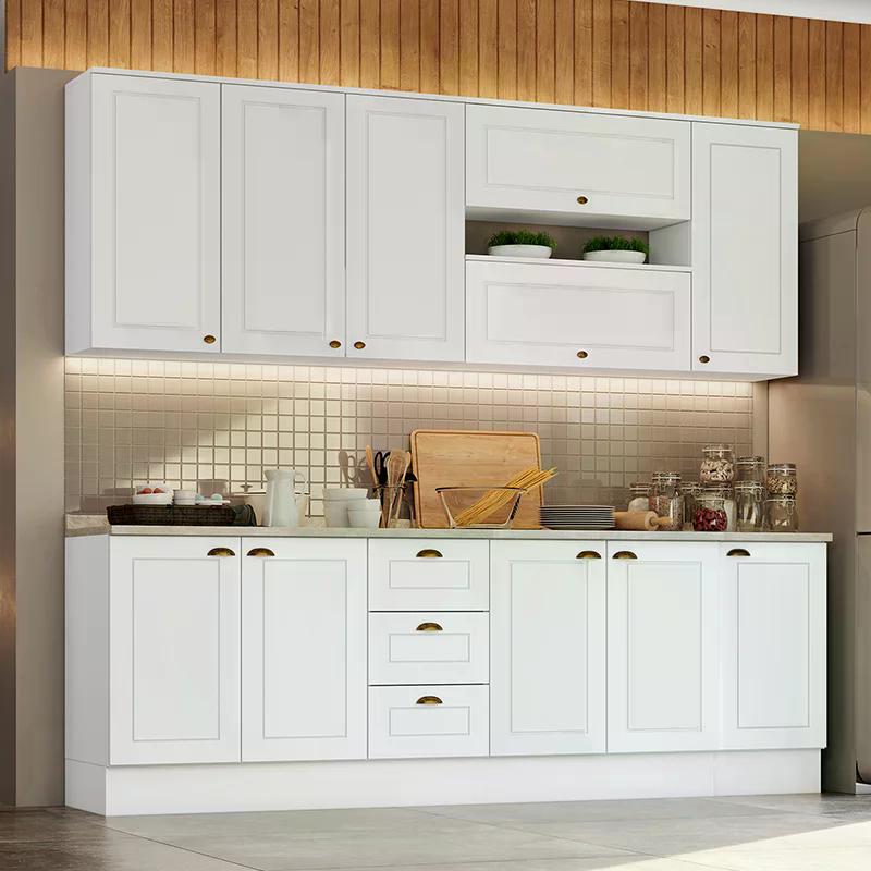Cozinha Completa Americana 9 Peças sem Vidro Branco - Móveis Henn