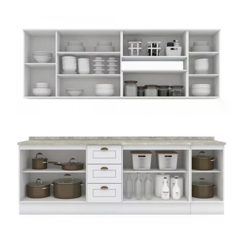 Cozinha Completa Americana 9 Peças sem Vidro Branco - Móveis Henn