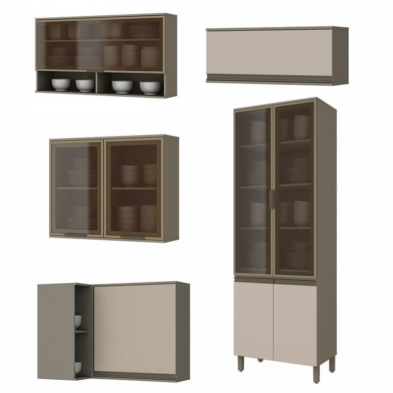 Cozinha Completa de Canto 9 Peças Connect Duna/Cristal - Móveis Henn