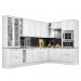 Cozinha Completa de Canto Americana 10 Peças Branco com Cristaleira e Tampo Nature - Móveis Henn