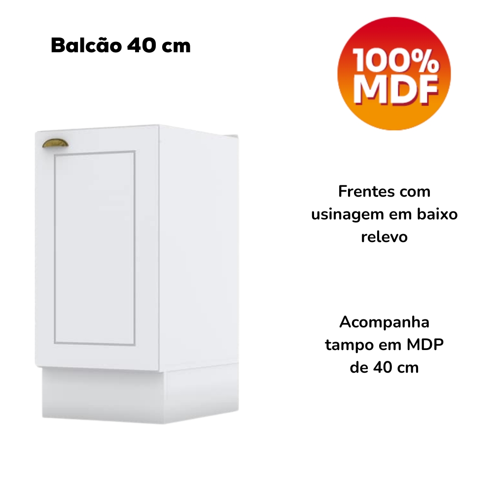 Cozinha Modulada 11 Pecas 240 cm CE381 Americana Branco Calcare Henn