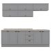 Cozinha Modulada 11 Pecas 240 cm CE381 Americana Cinza Calcare Henn