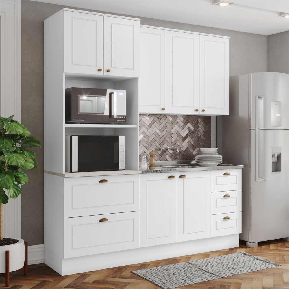 Cozinha Modulada 3 Pecas 192 cm CE759 Americana Branco Calcare Henn