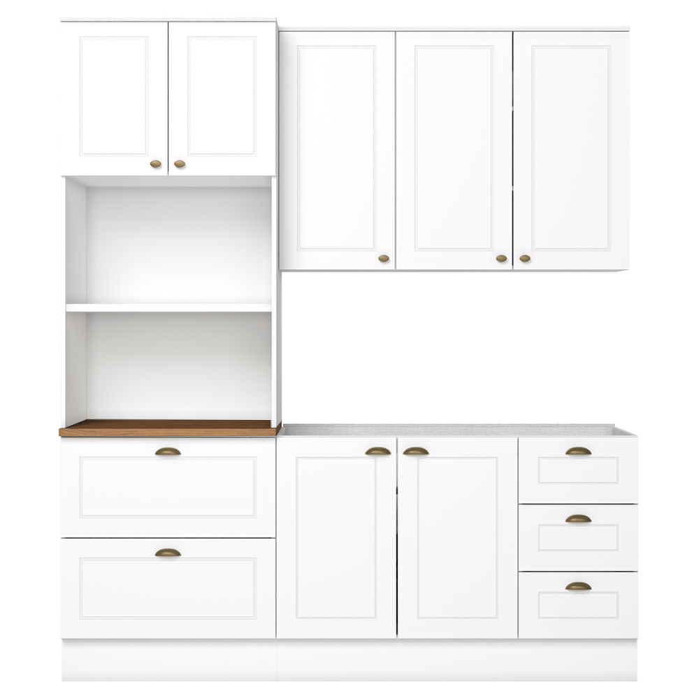 Cozinha Modulada 3 Pecas 192cm CE759 Americana Branco Nature Henn