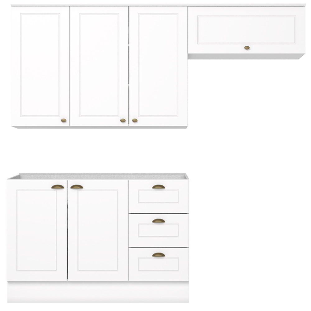 Cozinha Modulada 3P Balcao Sem Tampo 200 cm Americana Branco Henn