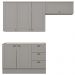 Cozinha Modulada 3P Balcao Sem Tampo 200 cm Americana Cinza Henn