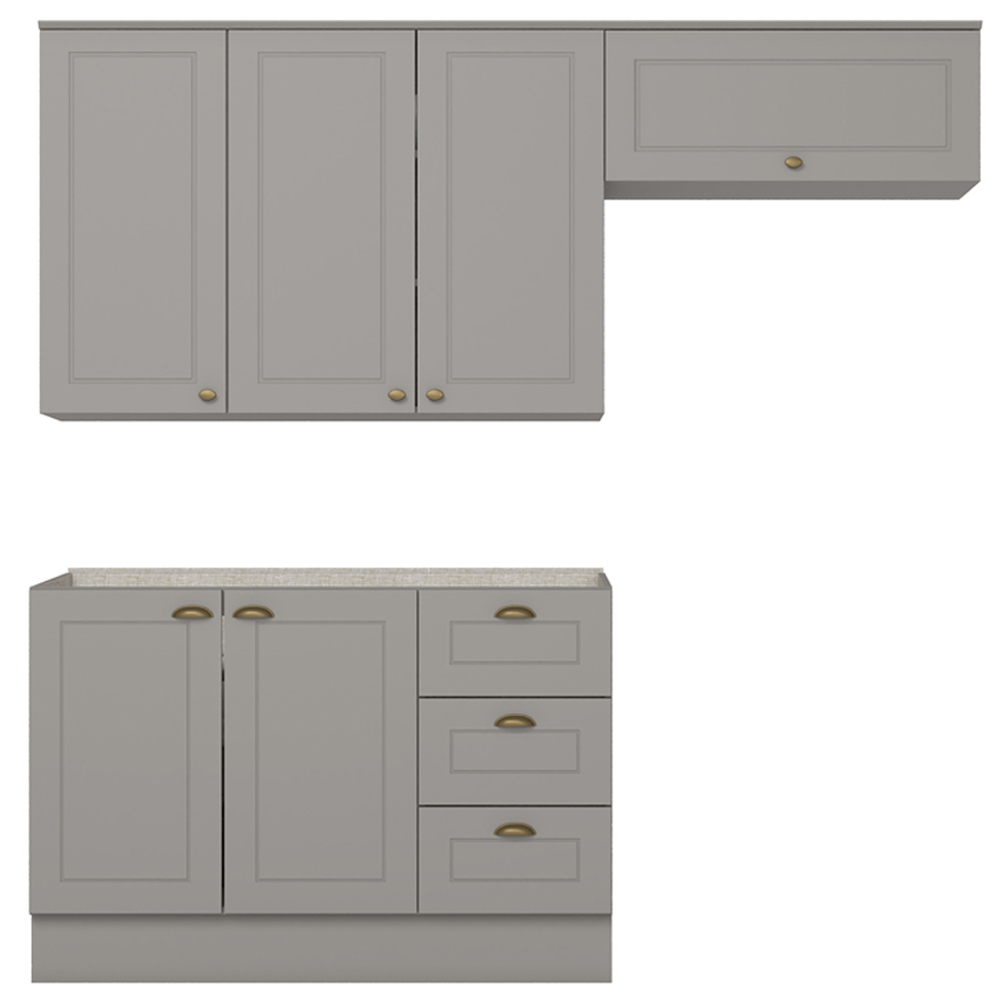Cozinha Modulada 3P Balcao Sem Tampo 200 cm Americana Cinza Henn
