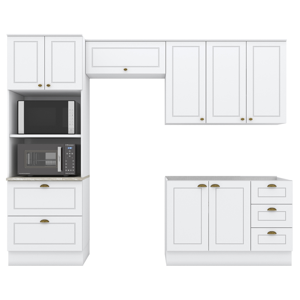 Cozinha Modulada 4 Pecas 272 cm CE373 Americana Branco Calcare Henn