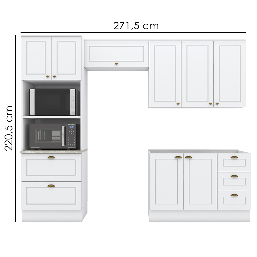 Cozinha Modulada 4 Pecas 272 cm CE373 Americana Branco Calcare Henn
